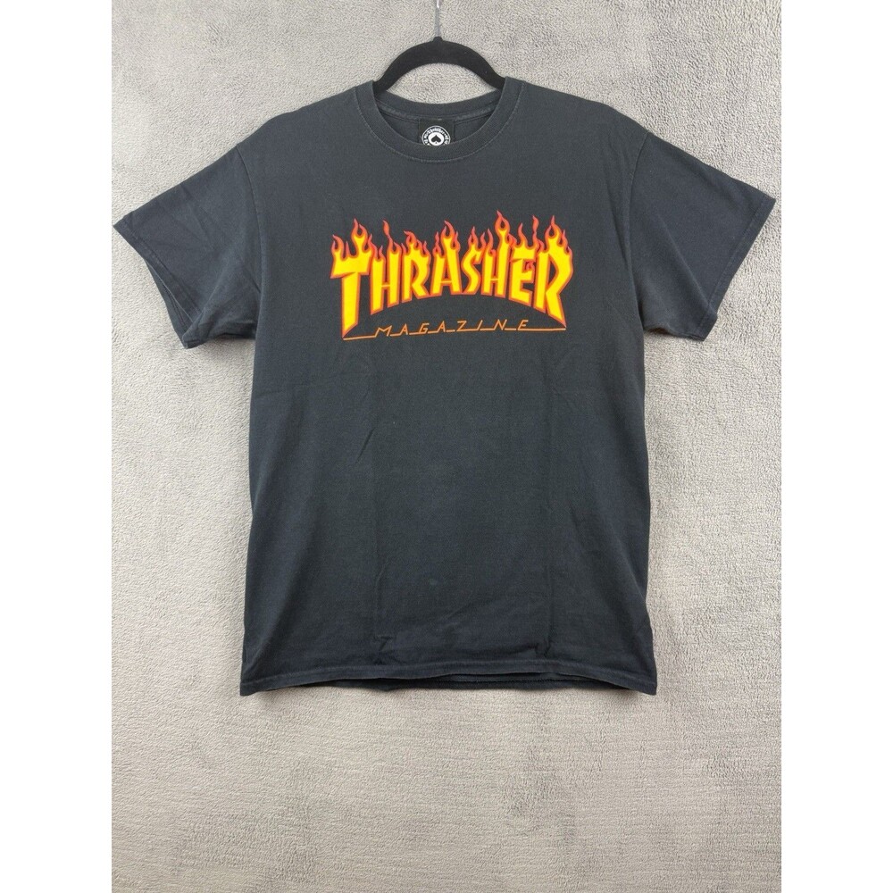 Thrasher Shirt Mens Medium Black Skateboard Magazine Grunge Thrashed Graphic Tee